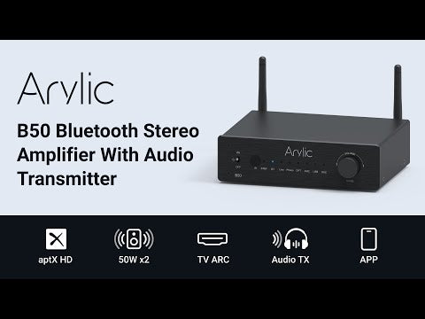 Arylic B50 SE Bluetooth 5.1 Amplificador de audio estéreo Receptor de 2.1  canales Mini Clase D Amplificador integrado para altavoces domésticos 50W x